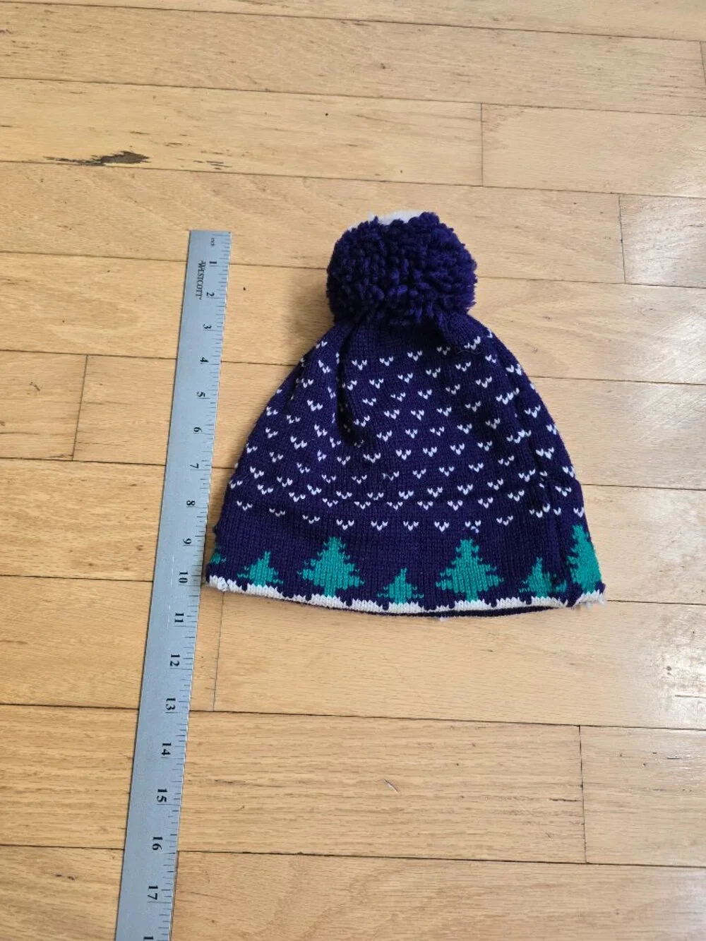vintage 90's | Alpine Ski blue wool cozy pom-pom beanie - Picture 7 of 8